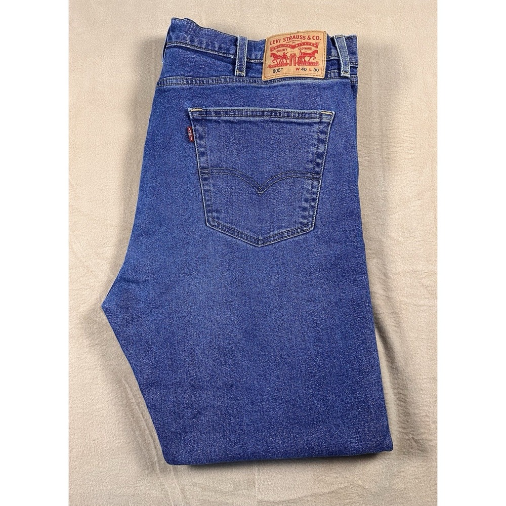Levis 505 Jeans Mens 40x30(Fits 40x28) Blue Regular Fit Straight Leg Medium Wash